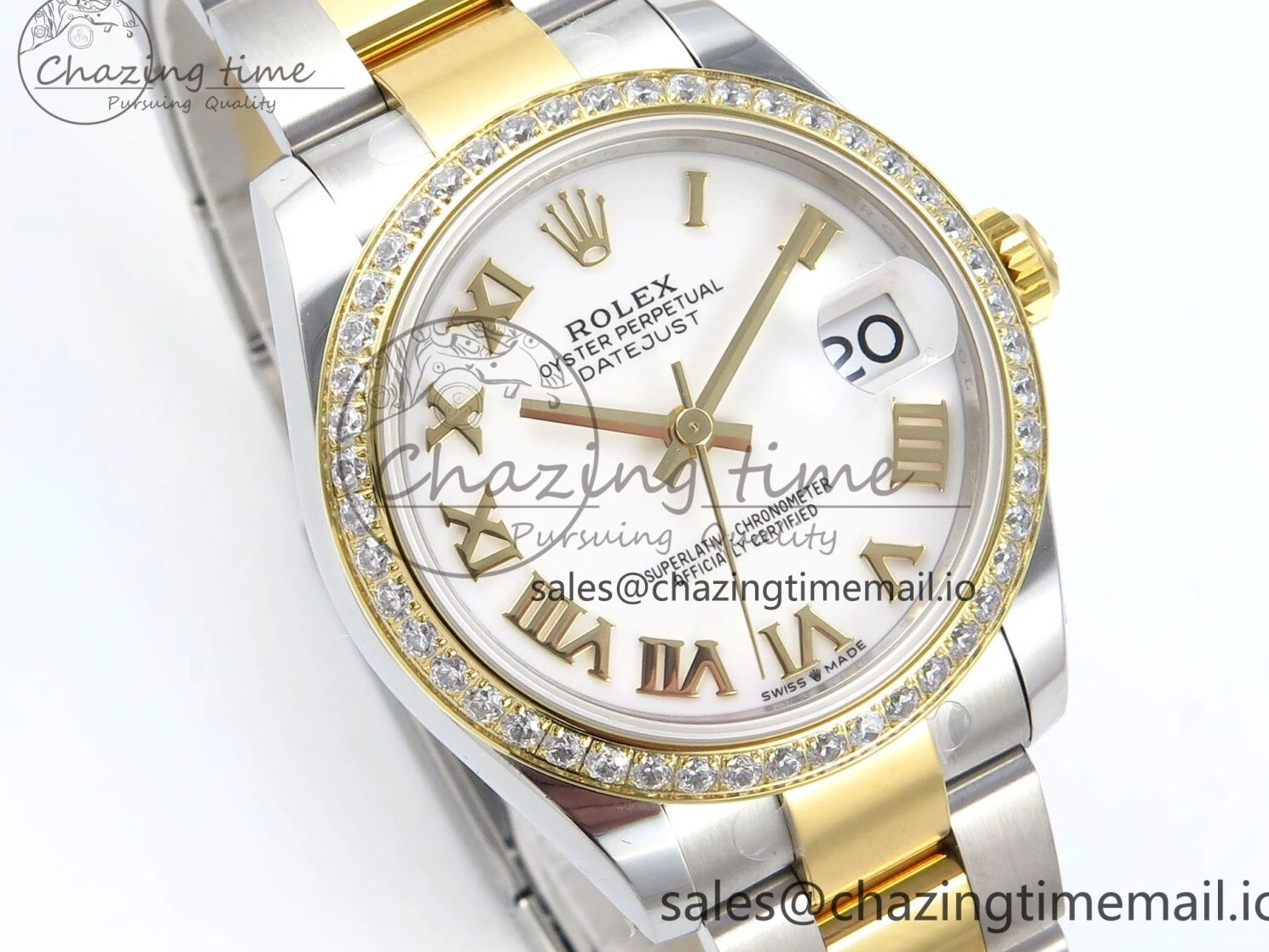MiroTime 0317 DateJust 31 278383RBR ARF 1:1 Best Edition 904L Steel White Roman Dial Diamonds Bezel on SS YG Oyster Bracelet ETA Cozy 400